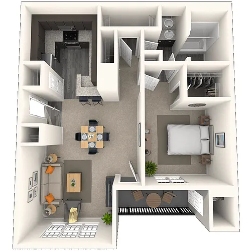 Floor plan Traditional 1x1 840 SF