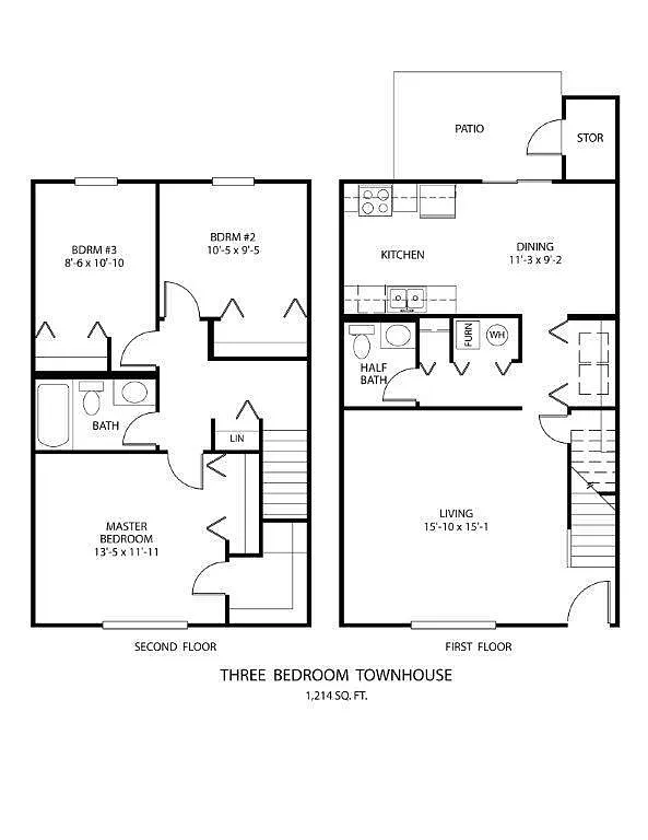 Floor plan 3 Bedroom Townhome