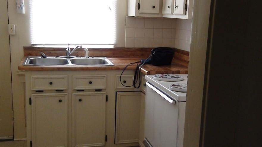 Butcher Block counter Galley Kitchen