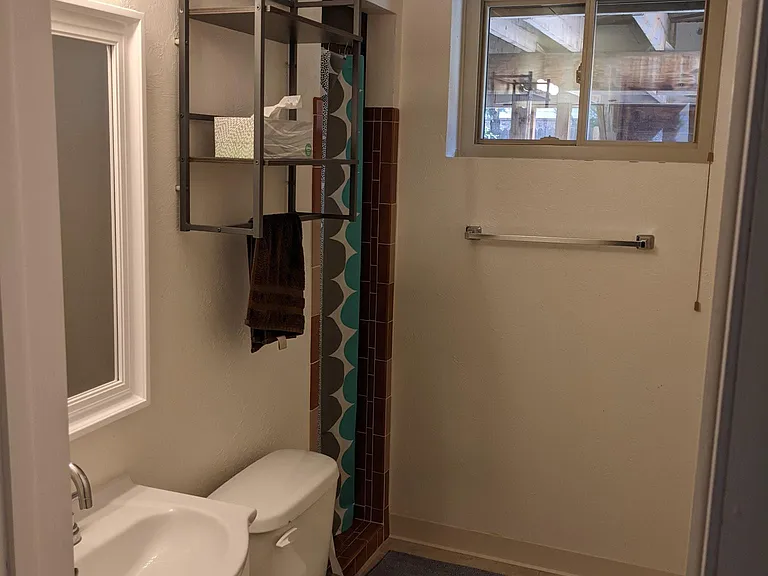 Bathroom downstairs with shower