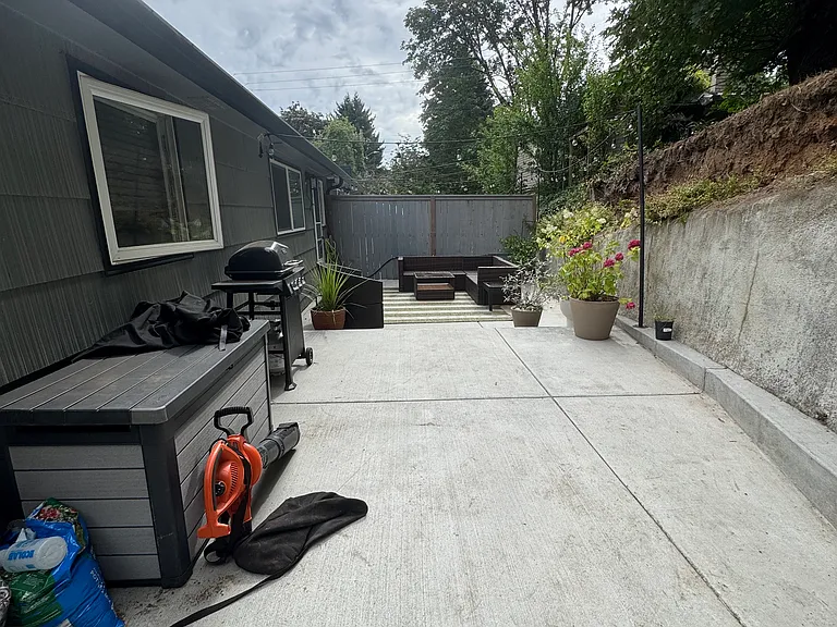 With a patio this size you can continue the indoor storage outside too.