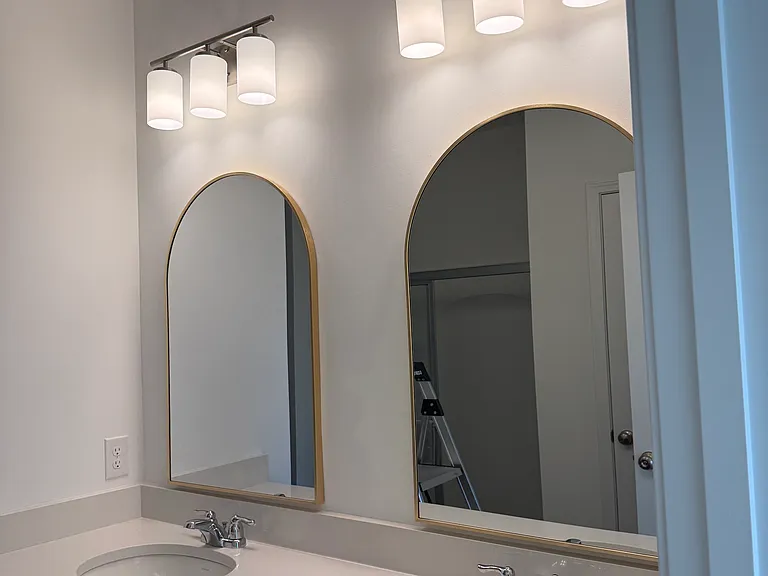 Master Bathroom with mirrors installed