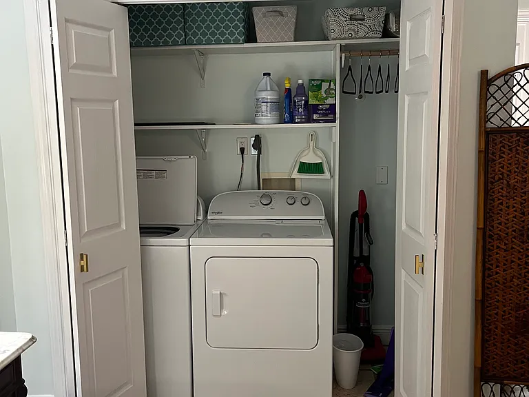 Full Size washer and dryer in closet