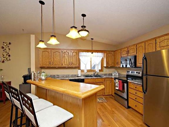 Great view of entrance to the kitchen from the stair way.