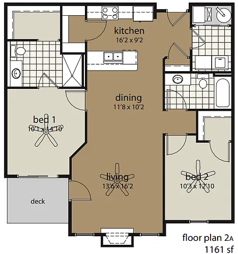 Floor plan 2A 1161 sf