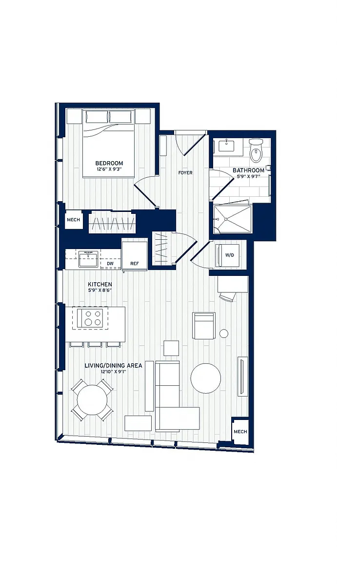 Floor plan 1 Bed/1 Bath-D4