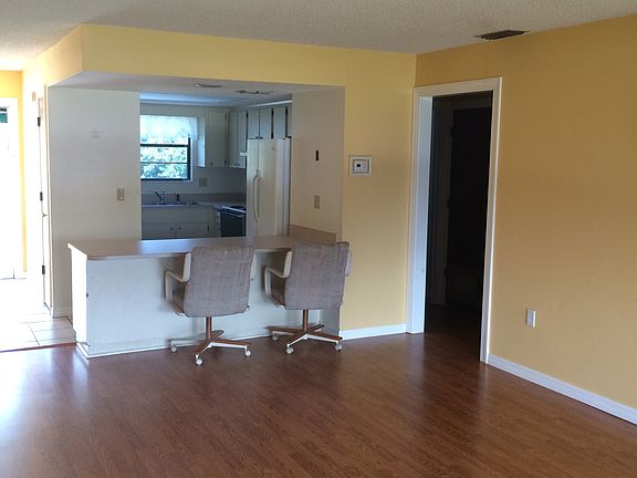 View from living room into kitchen