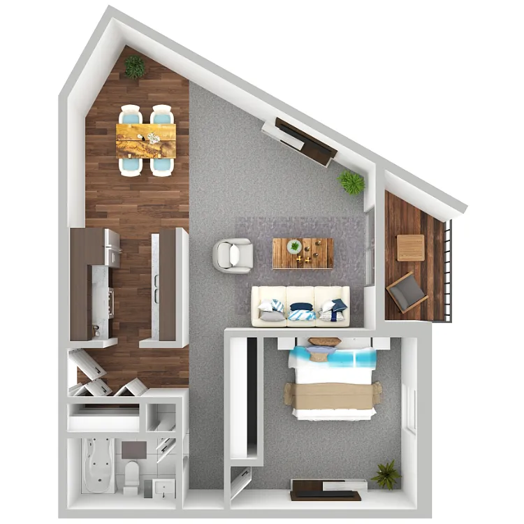 Floor plan One Bedroom 696