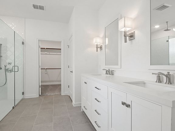 Primary bath with brushed nickel accents