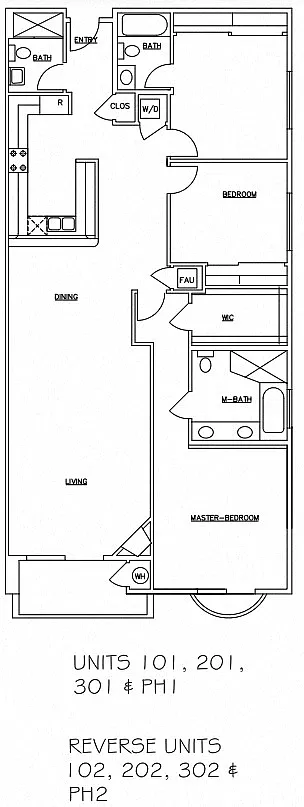 Floor plan Three-Bedroom Three-Bathroom - A