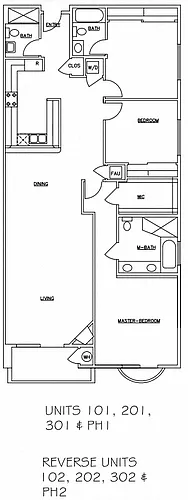 Floor plan Three-Bedroom Three-Bathroom - A