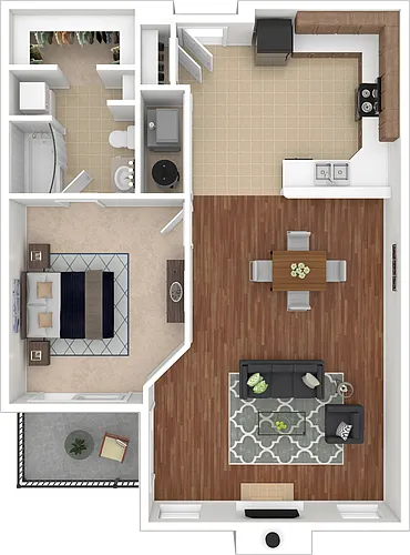 Floor plan 1x1 Elm