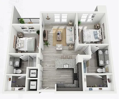 Floor plan 2BRS Two Bedroom / Two Bath