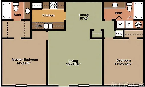 Floor plan Two Bed - Two Bath