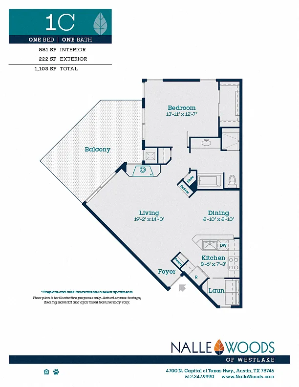 Floor plan One Bedroom One Bath-C