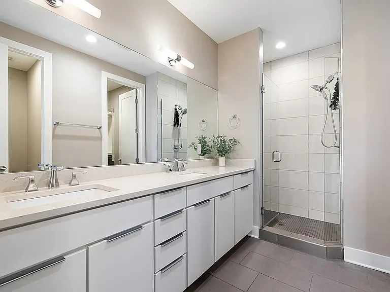 master bath, double vanity, closet and separate toilet space