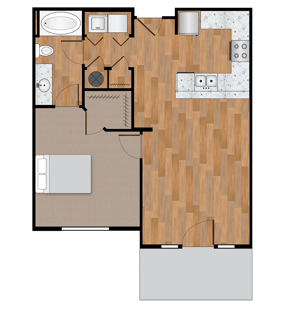 Floor plan 1x1 707sf-710sf Classic