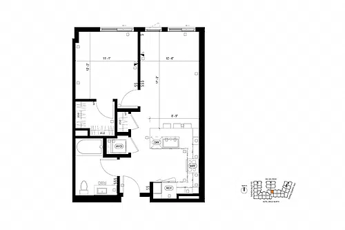 Floor plan A2 1 Bedroom