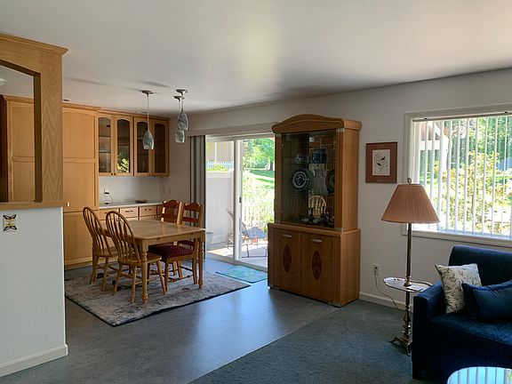 Dining area looks out on the park