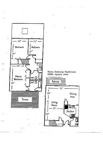 Floor plan Phase II three bedroom townhome