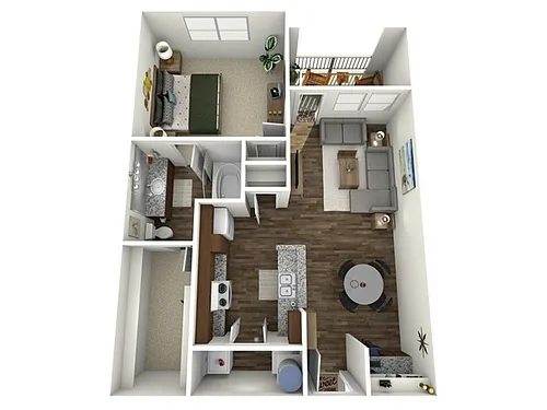 Floor plan 1 Bed, 1 Bath (60% Income Restricted)