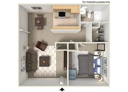 Floor plan One Bedroom One Bath