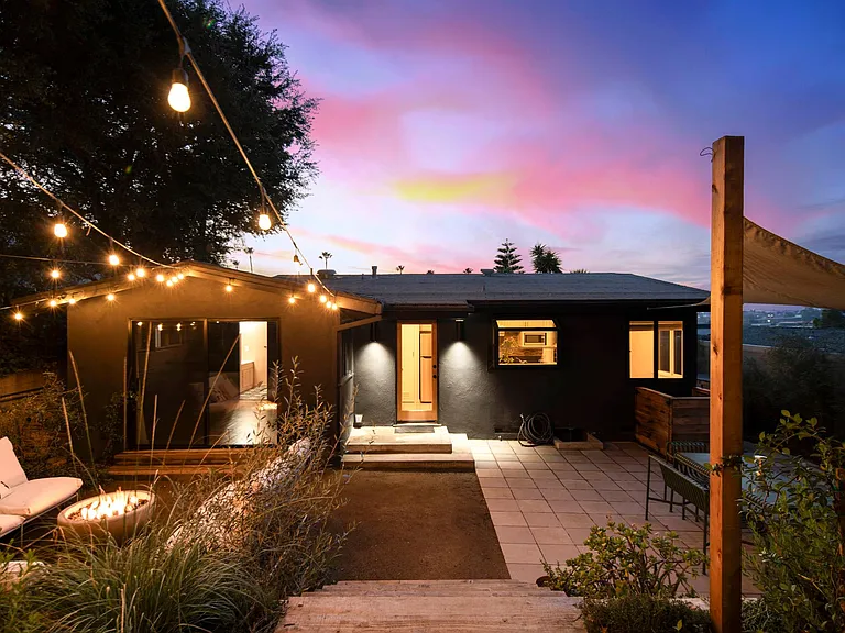 Outside at sunset