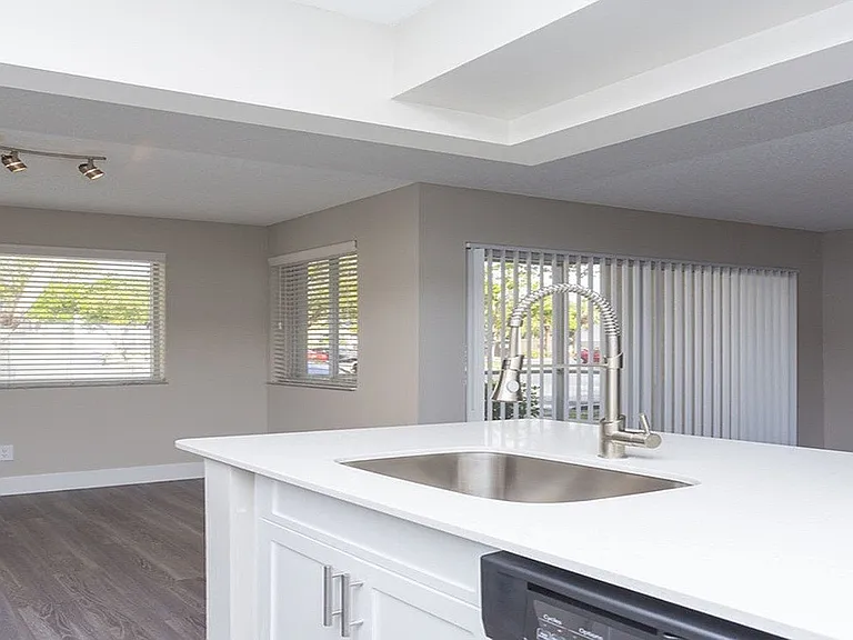 Newly Renovated living room with kitchen island