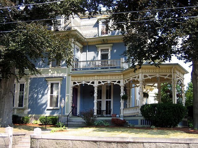 front view; deeded porch and gazebo