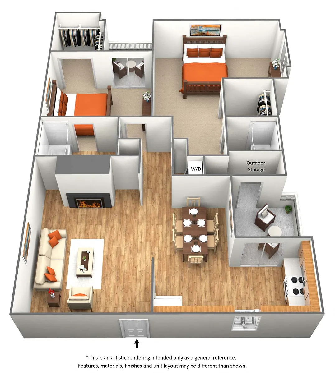 Floor plan 2 Bedroom 2 Bath - B2