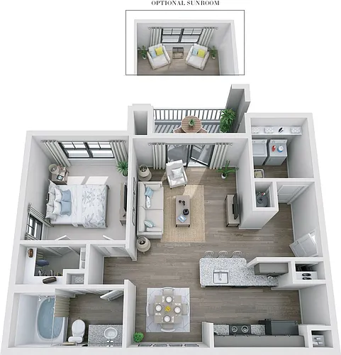 Floor plan 1BR 1BA (737 SF)