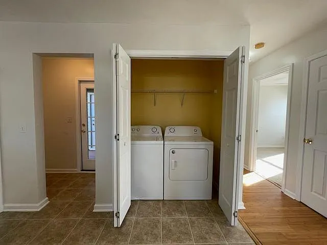 For added convenience, a washing machine and clothes dryer are included in house.