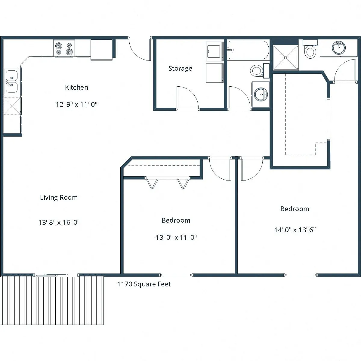 Floor plan Two Bedroom 22A