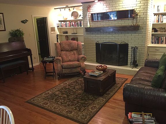 Den with fireplace