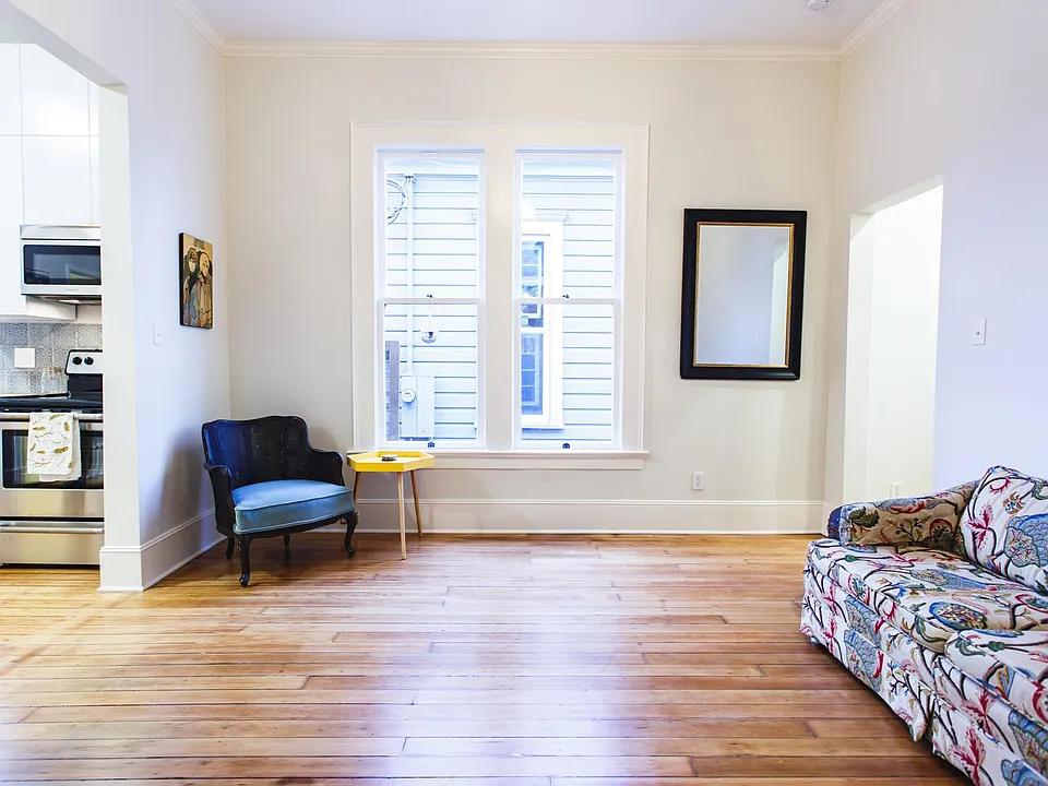 Sun Filled Living Room with Original Fir Flooring