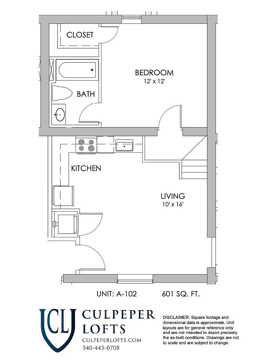 Floor plan One Bedroom A102