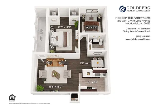Floor plan Two Bedroom w/ Porch