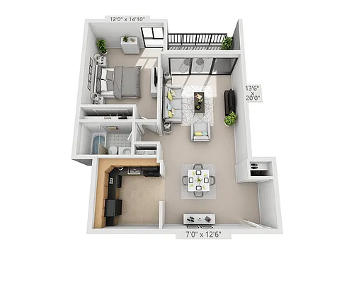 Floor plan Tower (1 Bedroom)