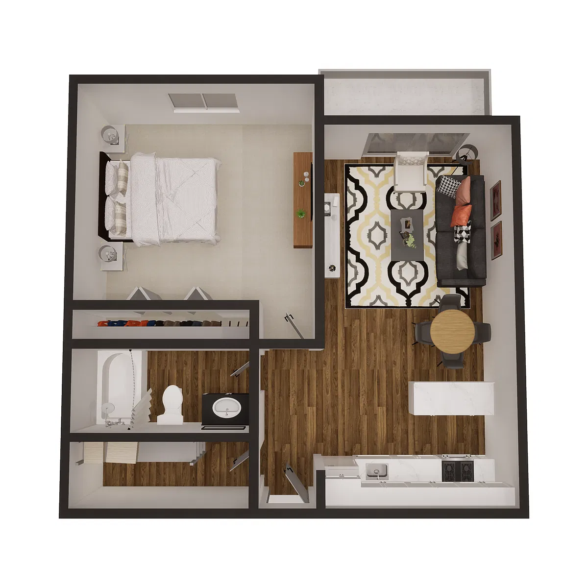 Floor plan 1x1 - 610 sqft - Reno