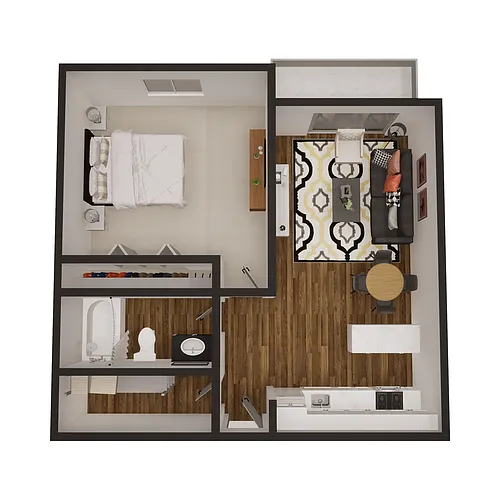 Floor plan 1x1 - 610 sqft - Classic