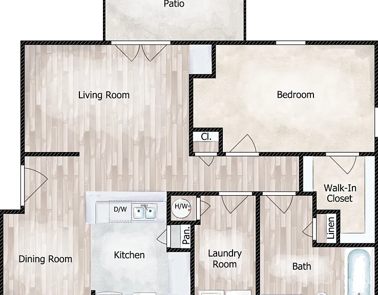 One Bedroom - Classic Floorplan Diagram