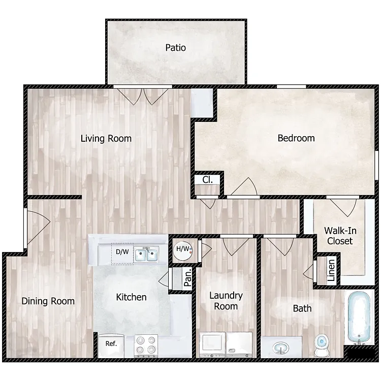 Floor plan One Bedroom - Classic