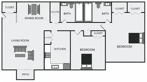 Floor plan 2 Bedroom 2 Bathroom