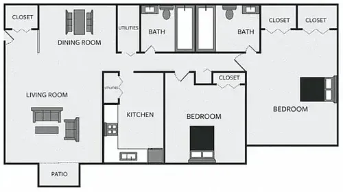 Floor plan 2 Bedroom 2 Bathroom