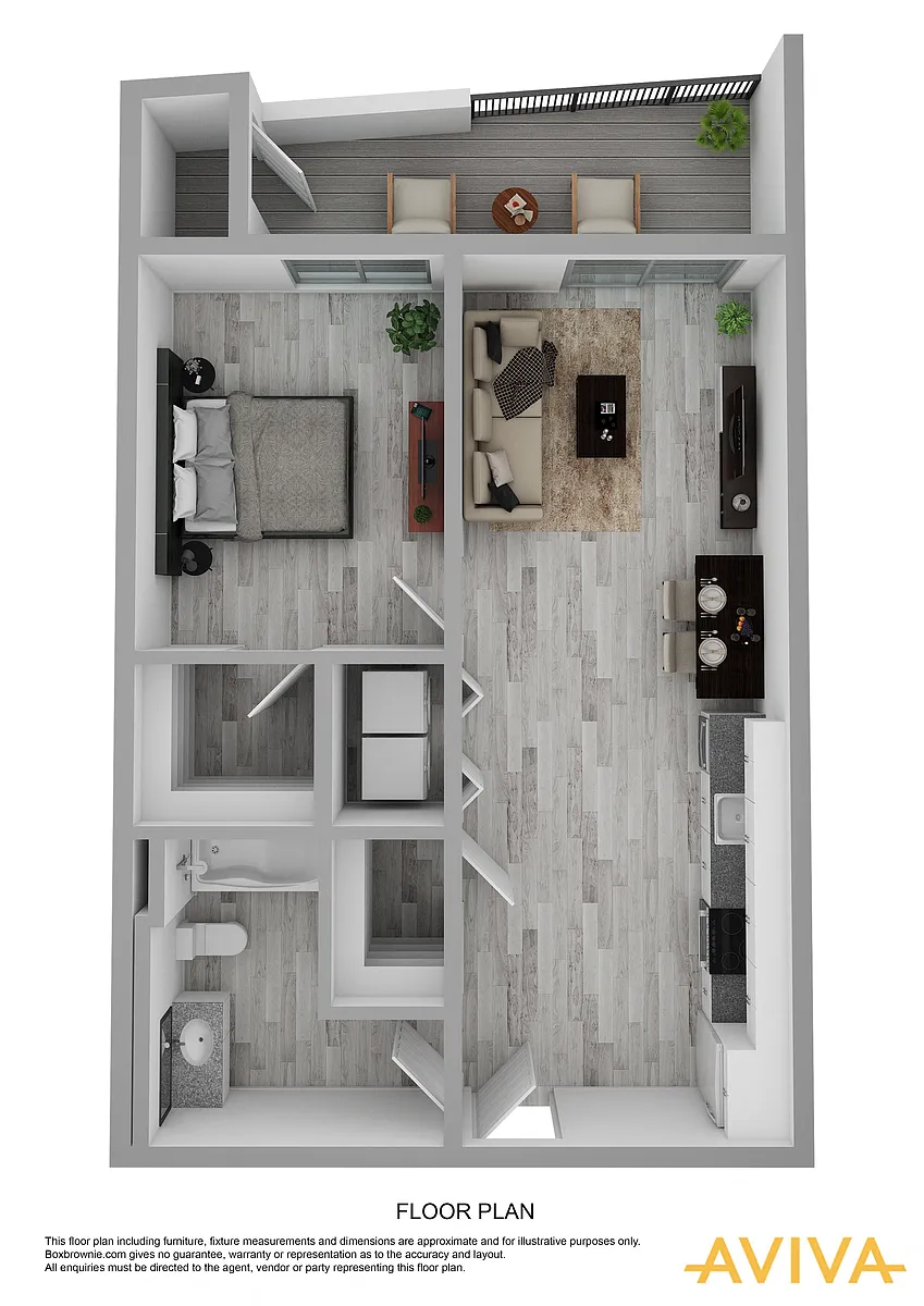 Floor plan 1 Bedroom A - Balcony