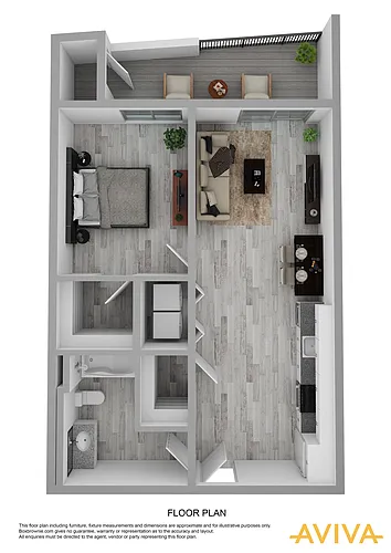 Floor plan 1 Bedroom A - Balcony