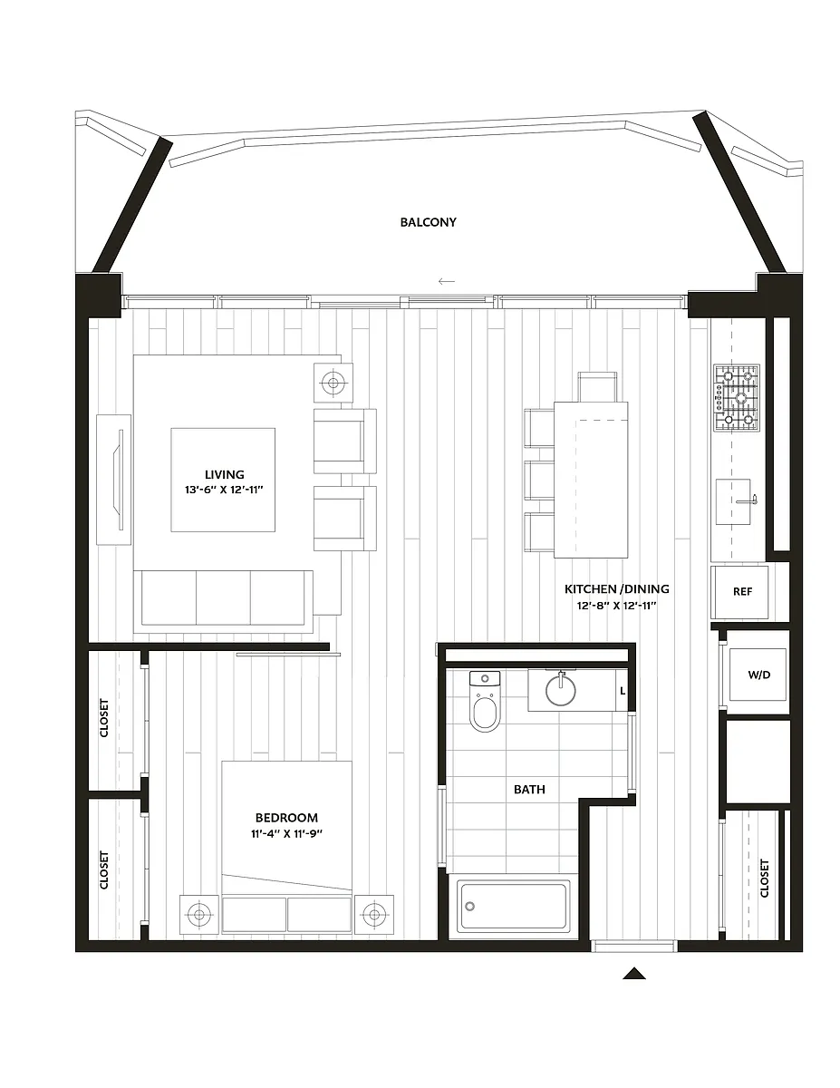 Floor plan 1 Bed/1 Bath-A10
