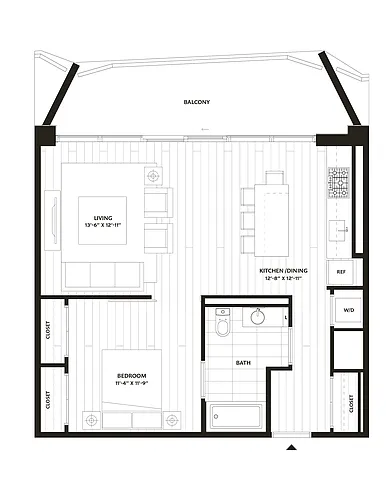 Floor plan 1 Bed/1 Bath-A10