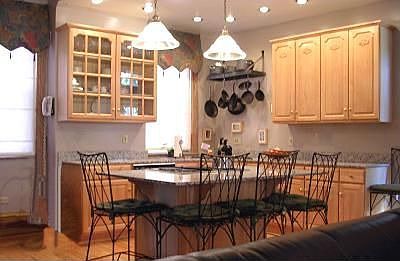 Gourmet Kitchen, Polished Granite Countertops, Custom Maple Cabinets and Count