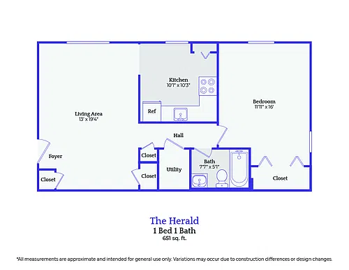 Floor plan The Herald-1 bedroom/1 bath
